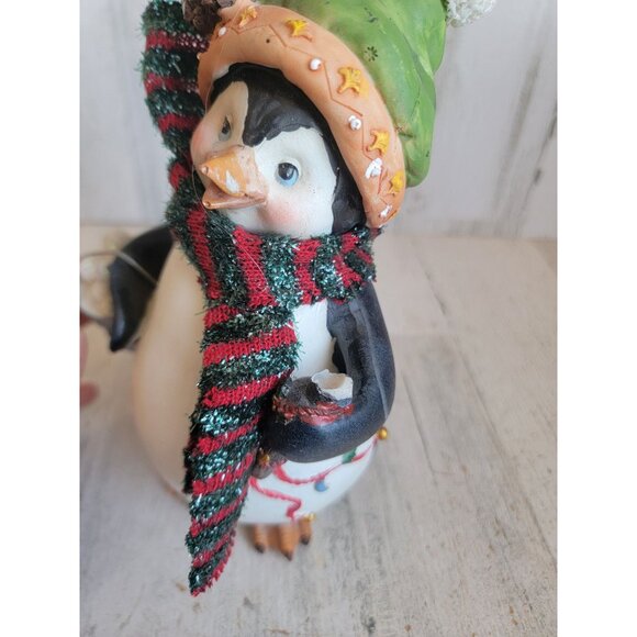 Penguin AS IS rustic snow ball pail Xmas home decor figure unique - Picture 5 of 9